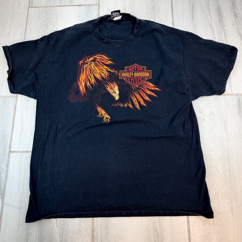 Harley Davidson Savannah Georgia Flaming Eagle Graphic T-Shirt Mens XL Black